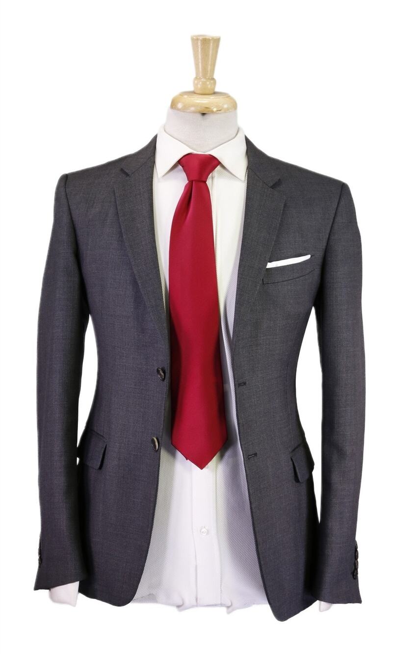 Prada Solid Gray Woven Wool Mohair Silk 2-Btn Suit Eu 44R US 34R